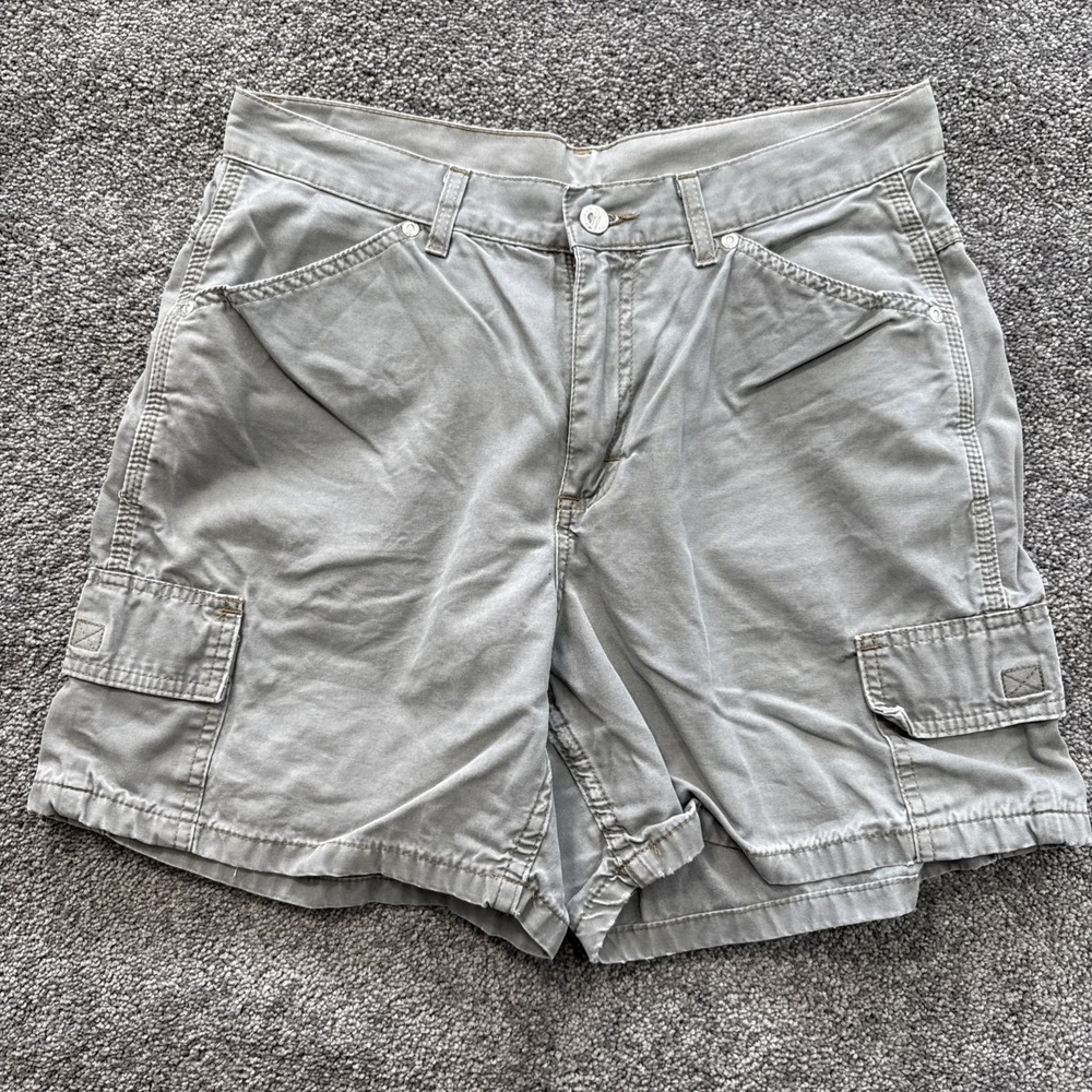 VTG Womens 12 Riders Shorts M Cargo Canvas Sage Cotton High Hiking Pockets 90s